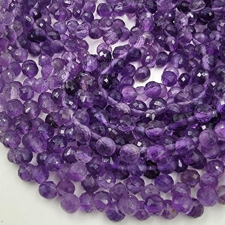 AAA Faceted Natural Amethyst Rondelle Beads, PRP650