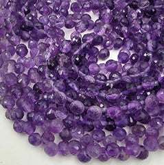 AAA Faceted Natural Amethyst Rondelle Beads, PRP650