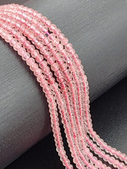 AAA Micro Faceted Natural Mauve Pink Red Strawberry Quartz 3x2mm Round Beads 15.5″ Strand, PRP661#03