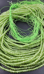 AAA Natural Green Peridot 3x2mm Faceted Round Beads Micro Laser Diamond Cut Real Genuine Gemstone 15.5″ Strand, PRP661#04