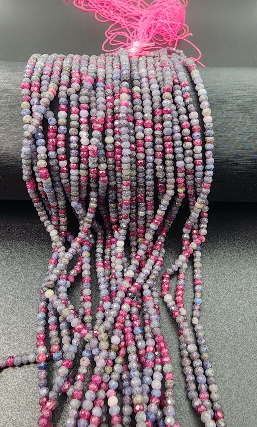 Faceted Ruby & Sapphire Beads Grade AAA Genuine Natural Semi-precious High Quality Gemstone Loose Beads 3x2mm, 15.5″ Full Strand PRP661#09