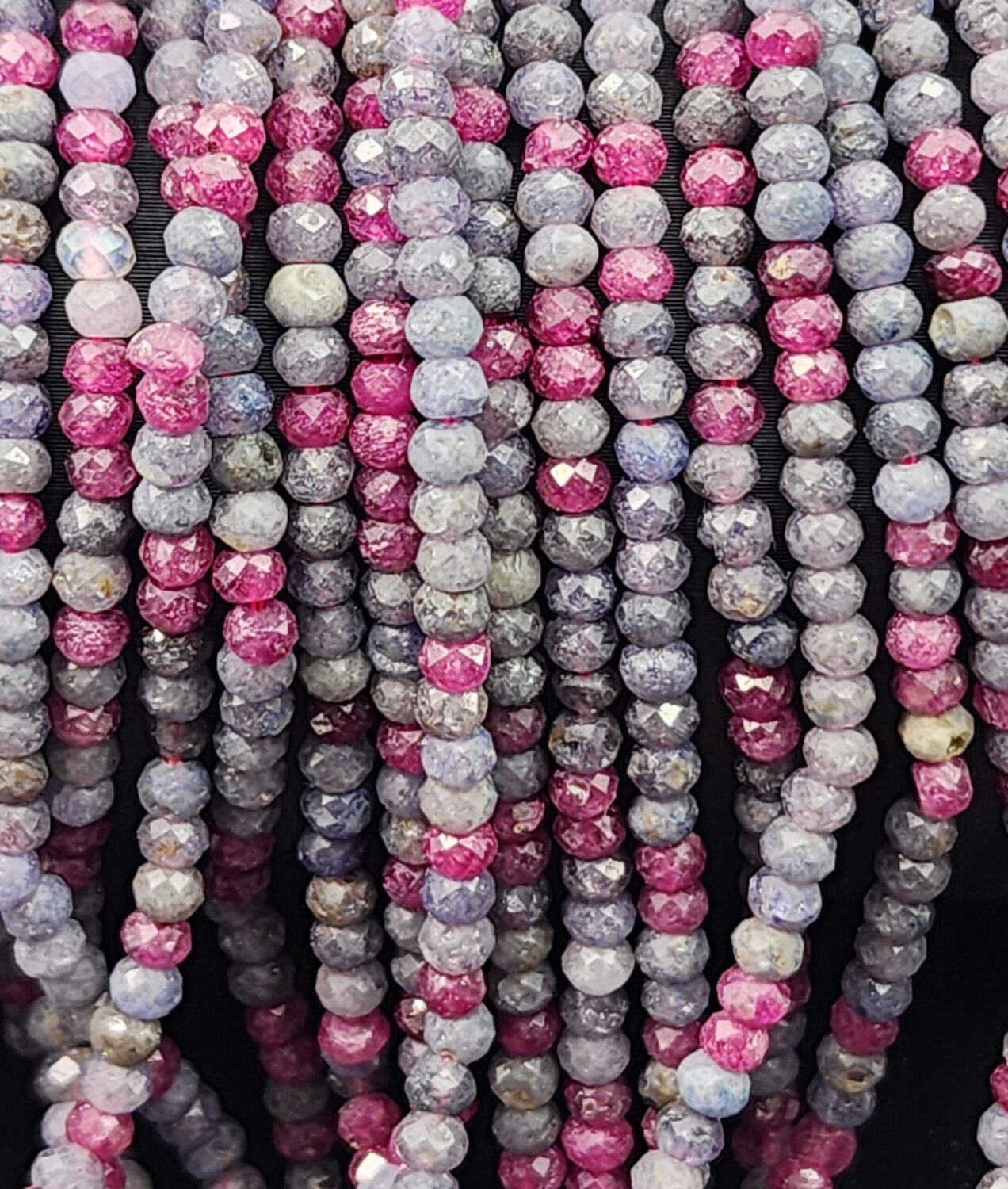 Faceted Ruby & Sapphire Beads Grade AAA Genuine Natural Semi-precious High Quality Gemstone Loose Beads 3x2mm, 15.5″ Full Strand PRP661#09