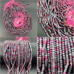 Faceted Ruby & Sapphire Beads Grade AAA Genuine Natural Semi-precious High Quality Gemstone Loose Beads 3x2mm, 15.5″ Full Strand PRP661#09