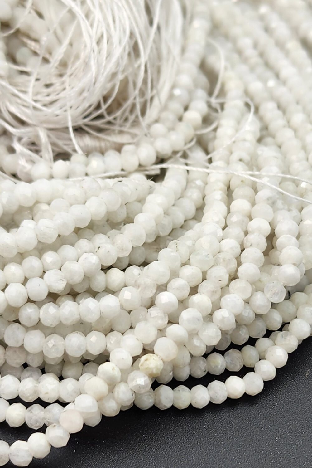 AAA Mystic Moonstone Gemstone Beads, 3.5x2mm Faceted Round Beads, Beautiful White Beads, Great Quality Beads! Full Length 15″, PRP661#25