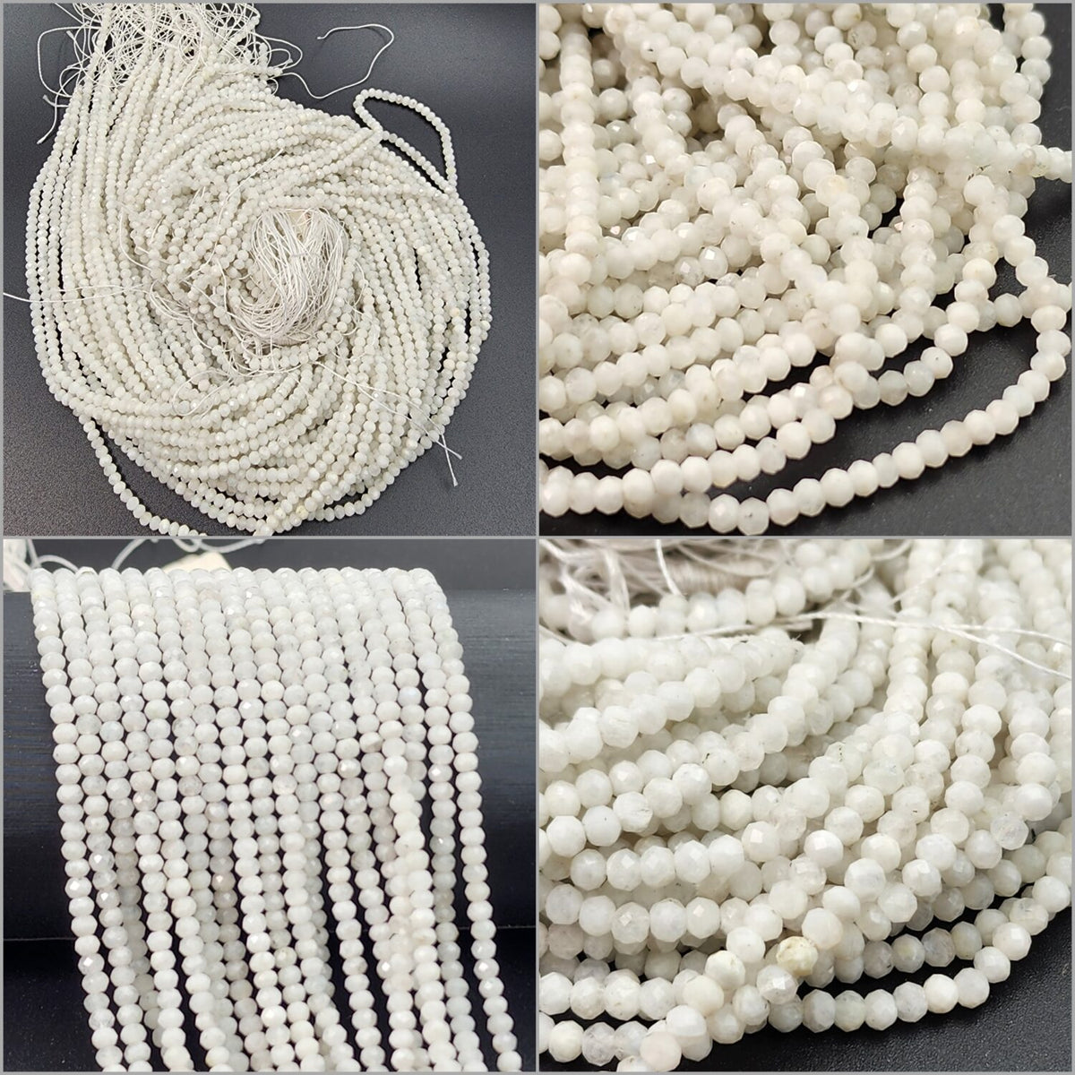 AAA Mystic Moonstone Gemstone Beads, 3.5x2mm Faceted Round Beads, Beautiful White Beads, Great Quality Beads! Full Length 15″, PRP661#25