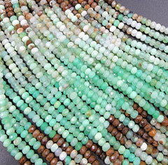 Natural Multicolor Chrysoprase Faceted 3x2mm Rondelle Beads Diamond Cut Brown Green Gemstone Beads 15.5″ Full Strand, PRP703