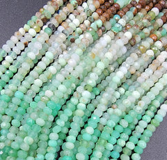 Natural Multicolor Chrysoprase Faceted 3x2mm Rondelle Beads Diamond Cut Brown Green Gemstone Beads 15.5″ Full Strand, PRP703