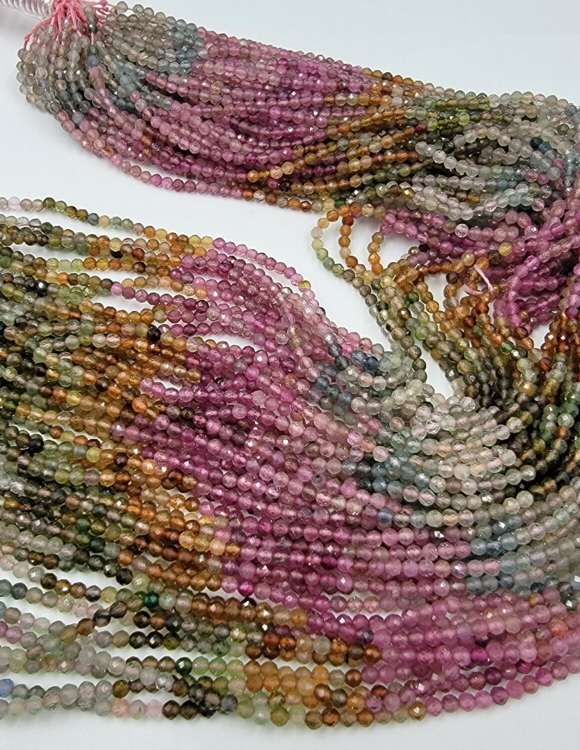 2.5mm Watermelon Tourmaline Faceted Round Semi-Precious Gemstone Beads AAA Natural Watermelon Tourmaline Beads 15.5″ Full Strand, PRP710