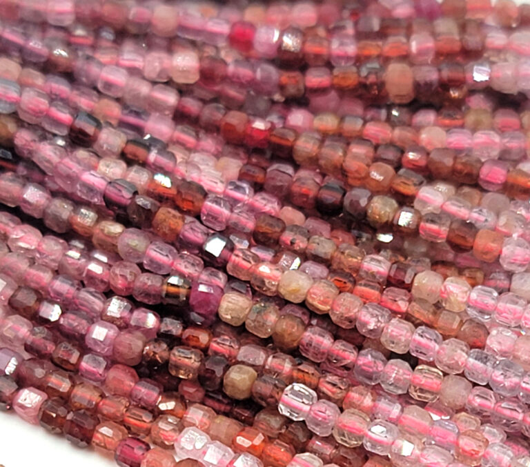 AAA Genuine Natural Pink Spinel Micro Faceted Cube Beads, Tiny Small 2.5×2.5mm Cube Beads, Diamond Cut Gemstone, 15.5″ Strand PRP716