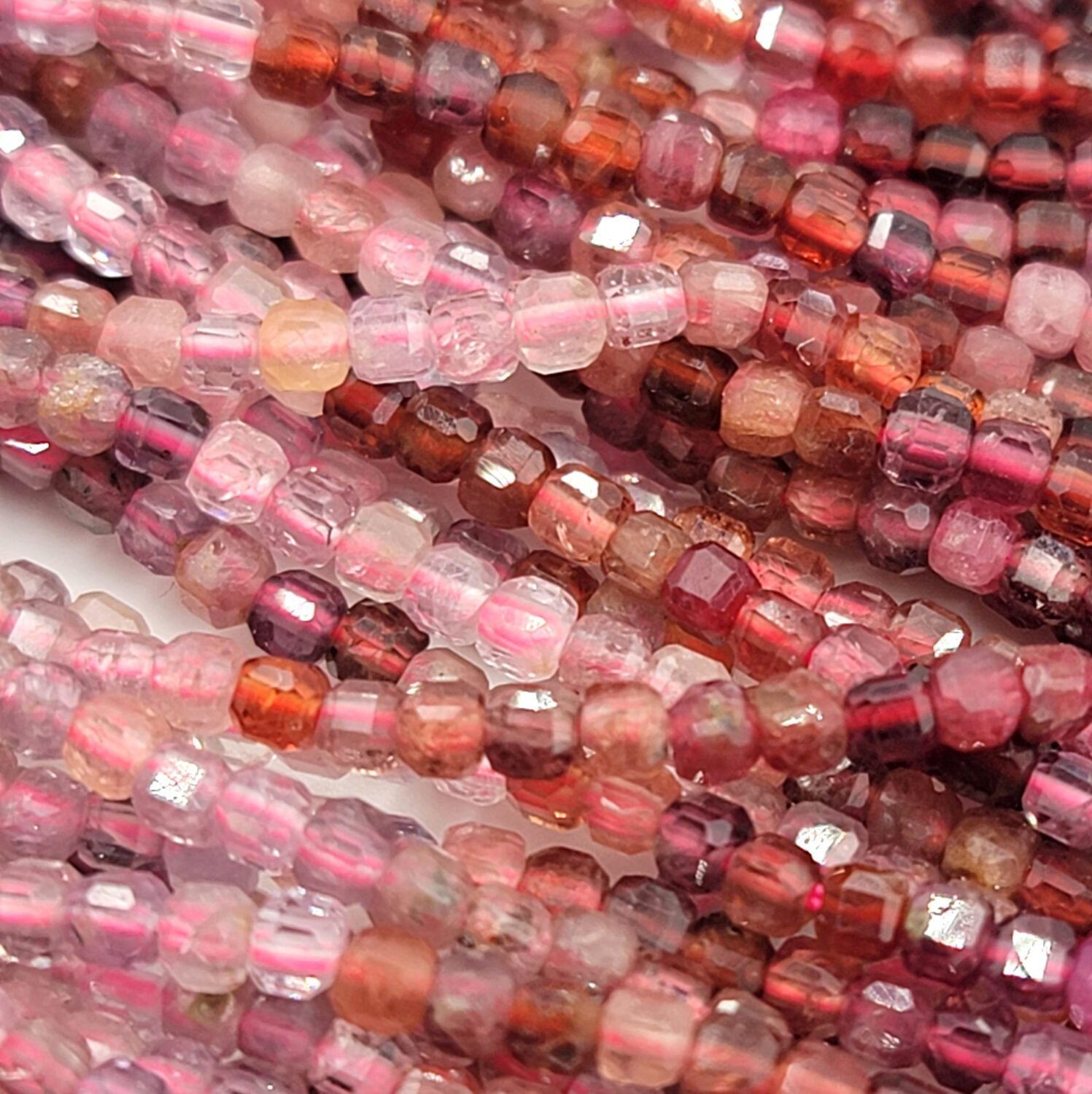 AAA Genuine Natural Pink Spinel Micro Faceted Cube Beads, Tiny Small 2.5×2.5mm Cube Beads, Diamond Cut Gemstone, 15.5″ Strand PRP716