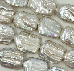 5 PCS AAA Natural Freshwater Pearl Beads, 22x16mm, Long Chip Cut Beads, White Chip Cut Beads, Great Quality pearl Beads, PRP717