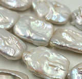 5 PCS AAA Natural Freshwater Pearl Beads, 22x16mm, Long Chip Cut Beads, White Chip Cut Beads, Great Quality pearl Beads, PRP717