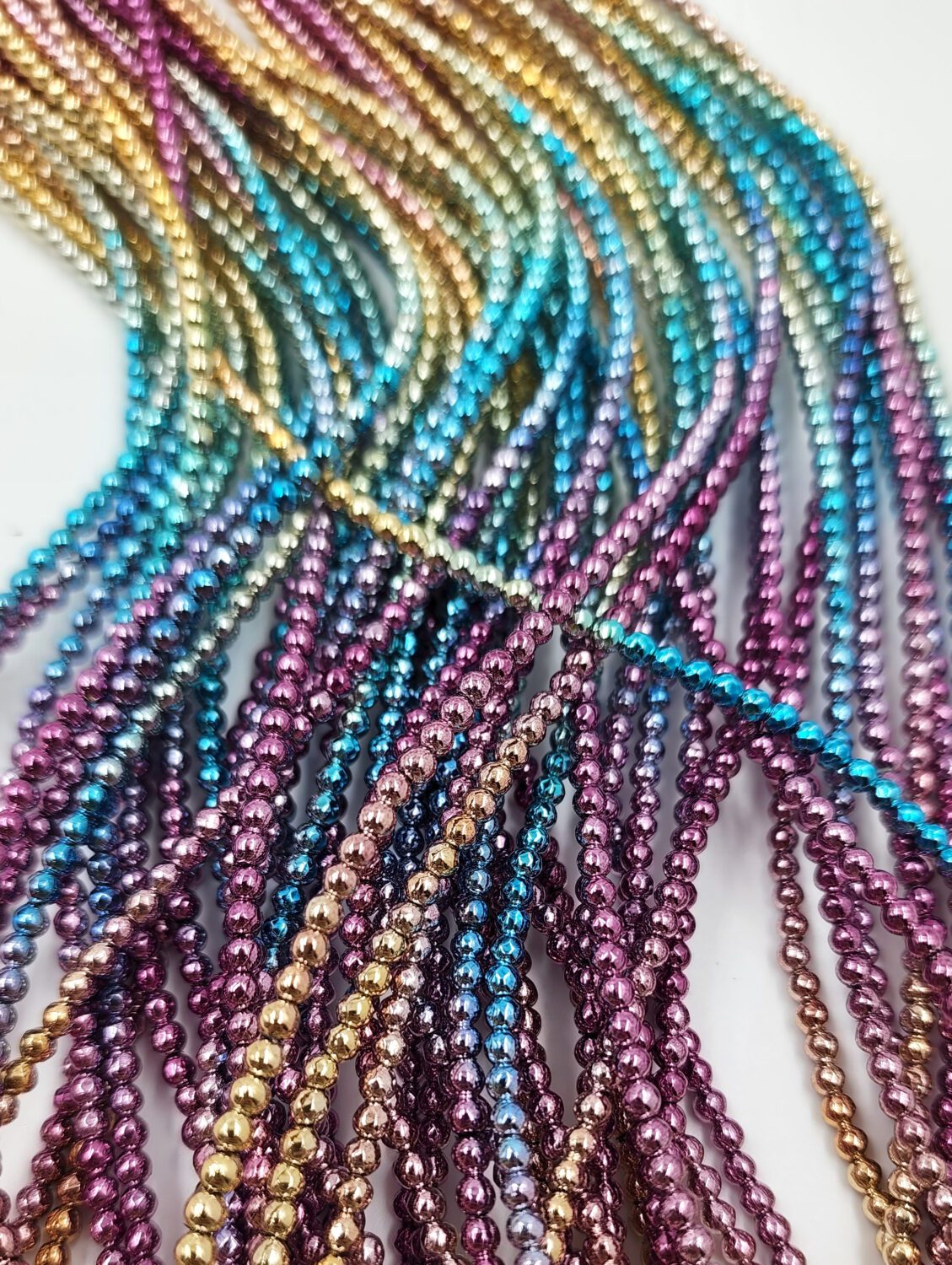 Rainbow Hematite Beads Grade AAA Natural Gemstone Faceted Round Loose Beads 3mm Full Strand PRP793