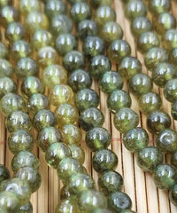 AAA Natural Green Garnet Gemstone Beads, 4mm Natural Round Shape Beads, Beautiful Green Beads, Great Quality Bead! 15.5″ Strand, PRP796