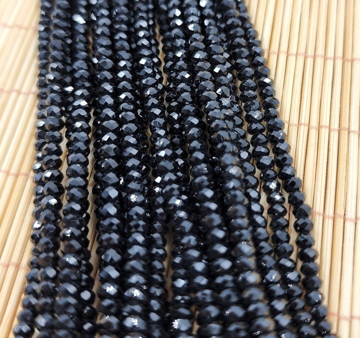 AAA Black Spinel Faceted Rondelles Gemstone, High Quality Faceted Rondelle Beads 3x2mm, 15.5″ Strand PRP797