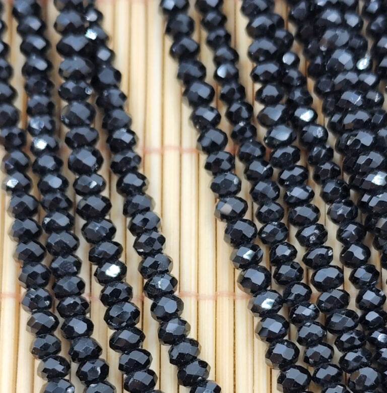 AAA Black Spinel Faceted Rondelles Gemstone, High Quality Faceted Rondelle Beads 3x2mm, 15.5″ Strand PRP797