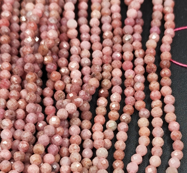 AAA Natural Rhodochrosite Gemstone Beads,Faceted Round Shape Beads, Beautiful Pink Beads, High Quality Beads Full Strand 15.5″ 3mm, PRP798