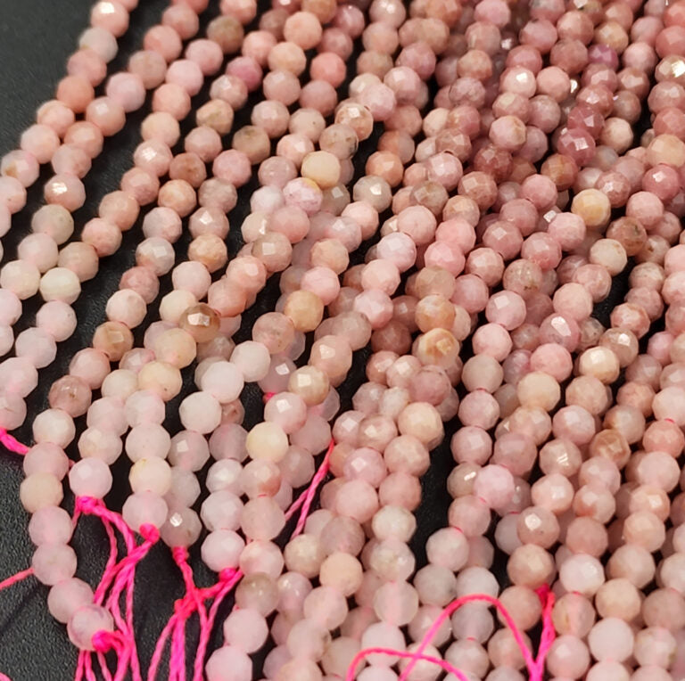 AAA Natural Rhodochrosite Gemstone Beads,Faceted Round Shape Beads, Beautiful Pink Beads, High Quality Beads Full Strand 15.5″ 3mm, PRP798