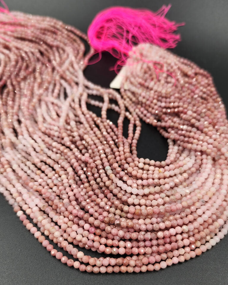 AAA Natural Rhodochrosite Gemstone Beads,Faceted Round Shape Beads, Beautiful Pink Beads, High Quality Beads Full Strand 15.5″ 3mm, PRP798