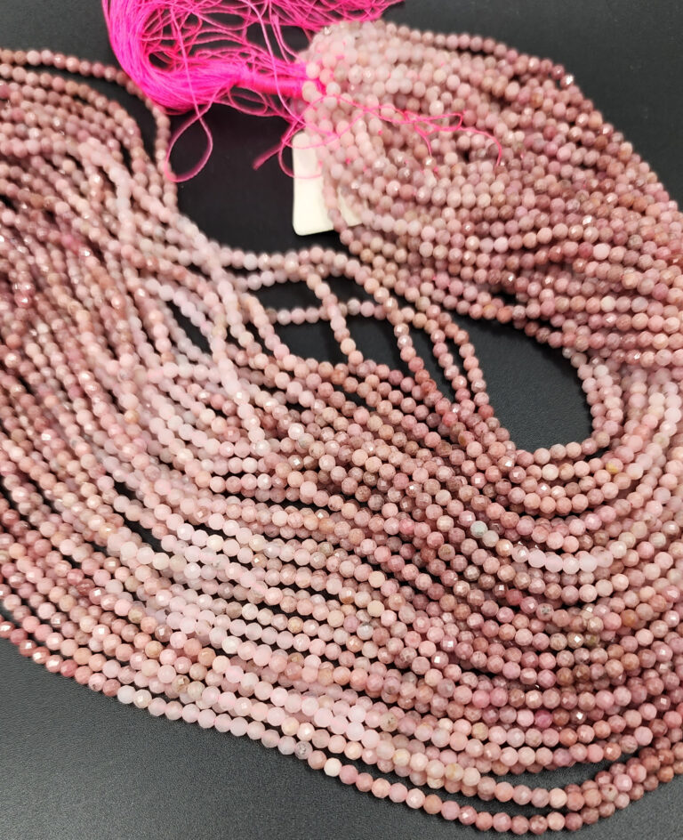 AAA Natural Rhodochrosite Gemstone Beads,Faceted Round Shape Beads, Beautiful Pink Beads, High Quality Beads Full Strand 15.5″ 3mm, PRP798