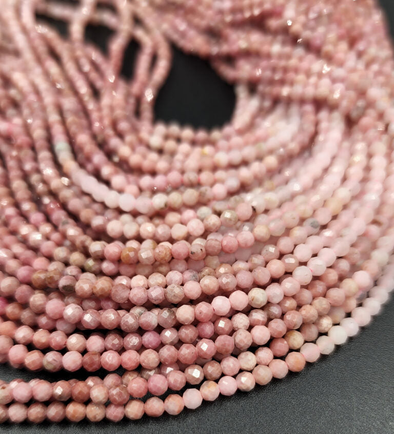 AAA Natural Rhodochrosite Gemstone Beads,Faceted Round Shape Beads, Beautiful Pink Beads, High Quality Beads Full Strand 15.5″ 3mm, PRP798