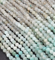 AAA Peruvian Amazonite Faceted Round Beads Natural Blue White Gemstone Micro Laser Diamond Cut 15.5″ Strand 4mm, PRP800