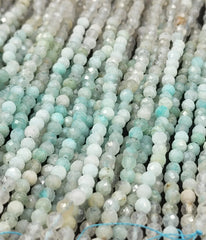 AAA Peruvian Amazonite Faceted Round Beads Natural Blue White Gemstone Micro Laser Diamond Cut 15.5″ Strand 4mm, PRP800