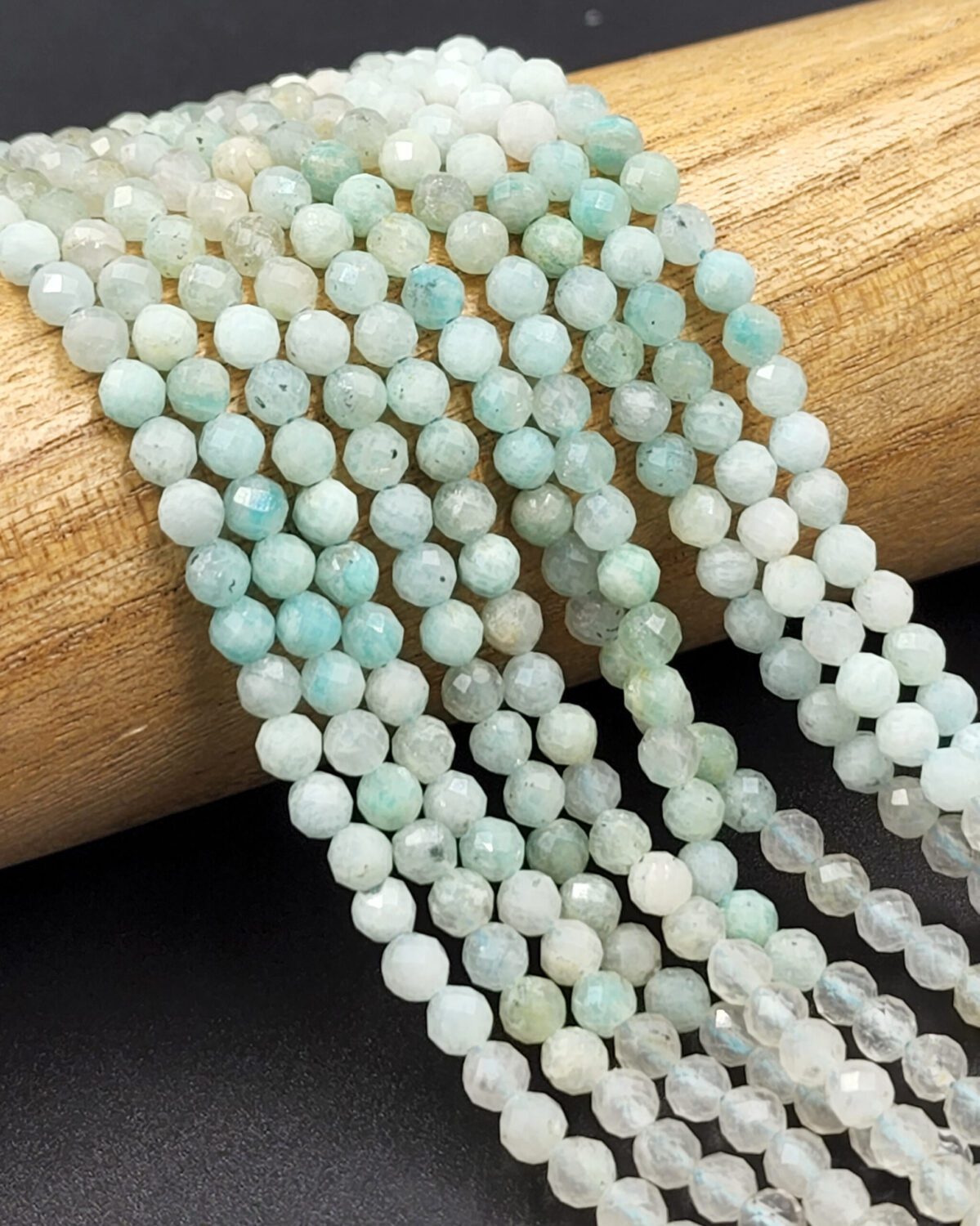 AAA Peruvian Amazonite Faceted Round Beads Natural Blue White Gemstone Micro Laser Diamond Cut 15.5″ Strand 4mm, PRP800