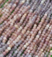 AAA Micro Faceted Natural Purple Tourmaline Faceted 2.5mm Round Beads Diamond Cut Natural Gemstone Beads PRP802