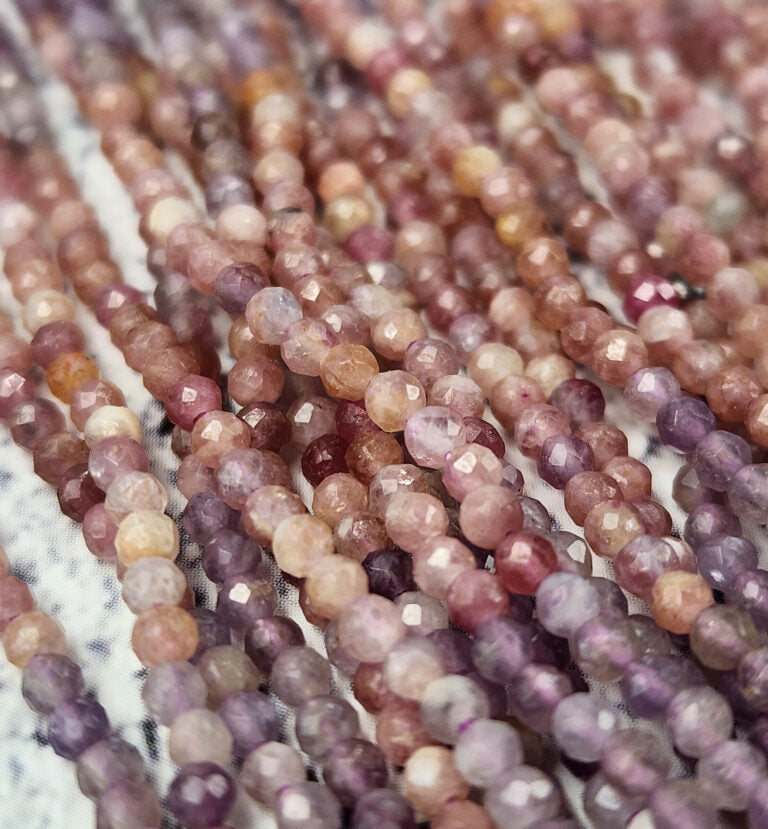 AAA Micro Faceted Natural Purple Tourmaline Faceted 2.5mm Round Beads Diamond Cut Natural Gemstone Beads PRP802