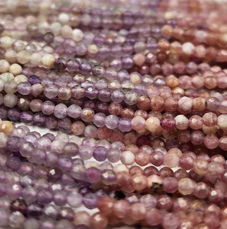 AAA Micro Faceted Natural Purple Tourmaline Faceted 2.5mm Round Beads Diamond Cut Natural Gemstone Beads PRP802