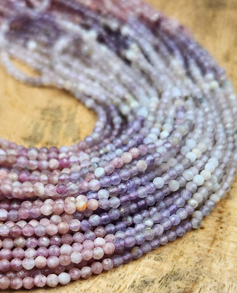 AAA Micro Faceted Natural Purple Tourmaline Faceted 2.5mm Round Beads Diamond Cut Natural Gemstone Beads PRP802