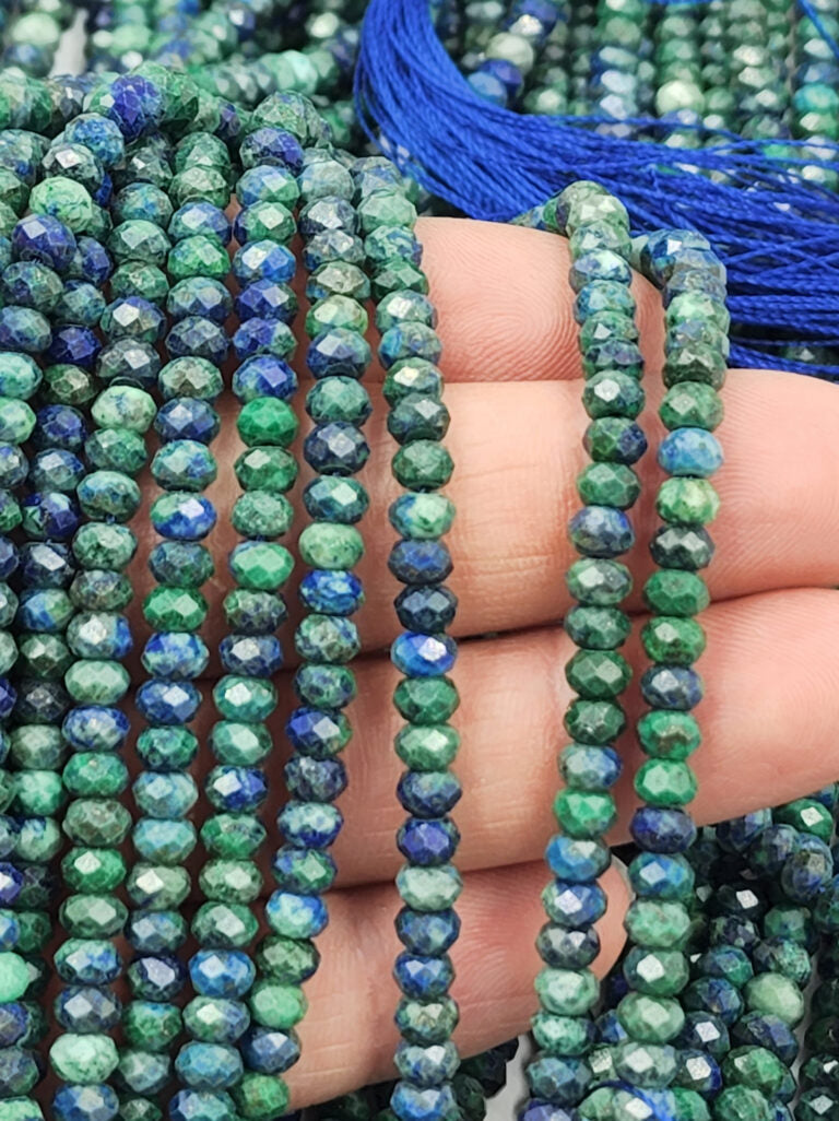 Natural AAA Chrysocolla Faceted Gemstone Beads Gorgeous Turquoise Blue Color Chrysocolla Bead Full strand 15.5 6x5mm, PRP811