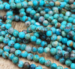 AAA Natural Turquoise Beads, Natural Gemstone Beads. 3mm Round Smooth Beads, Full strand 15” great for jewelry making, PRP816