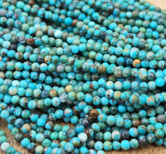 AAA Natural Turquoise Beads, Natural Gemstone Beads. 3mm Round Smooth Beads, Full strand 15” great for jewelry making, PRP816