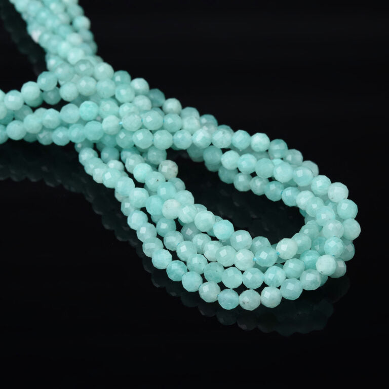 Natural Amazonite Faceted Round AAA Gemstone Bead 3mm PRP918