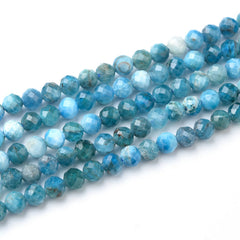 4mm AAA Natural Blue Apatite Faceted Round Beads PRP921