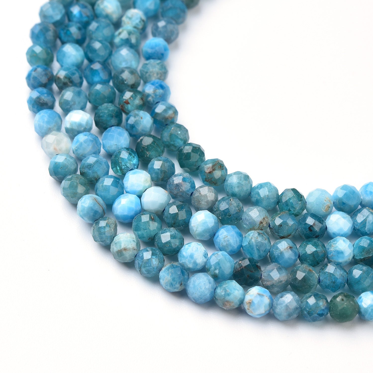 4mm AAA Natural Blue Apatite Faceted Round Beads PRP921