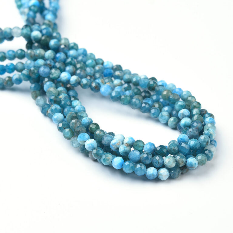 4mm AAA Natural Blue Apatite Faceted Round Beads PRP921