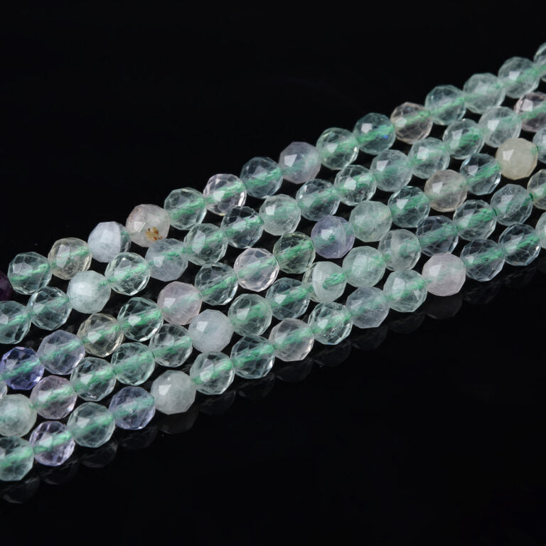 Rainbow Fluorite Faceted Natural Gemstone Beads 4mm PRP922