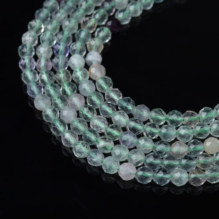 Rainbow Fluorite Faceted Natural Gemstone Beads 4mm PRP922