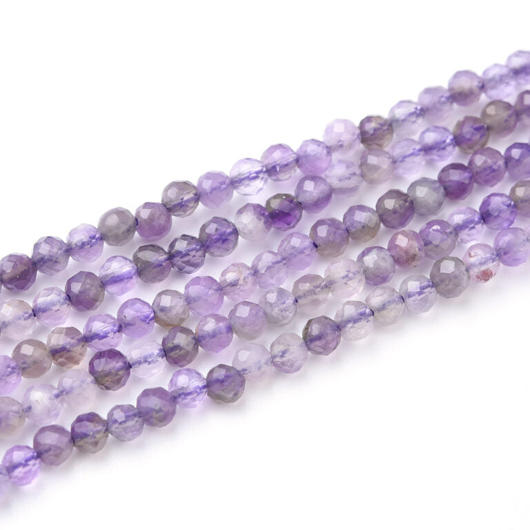 Purple Amethyst Beads Faceted Round Loose Gemstone PRP926