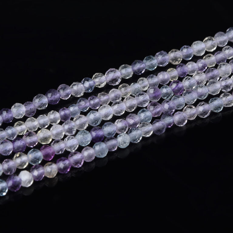 Fluorite Faceted Natural Round Gemstone Beads 2mm PRP927