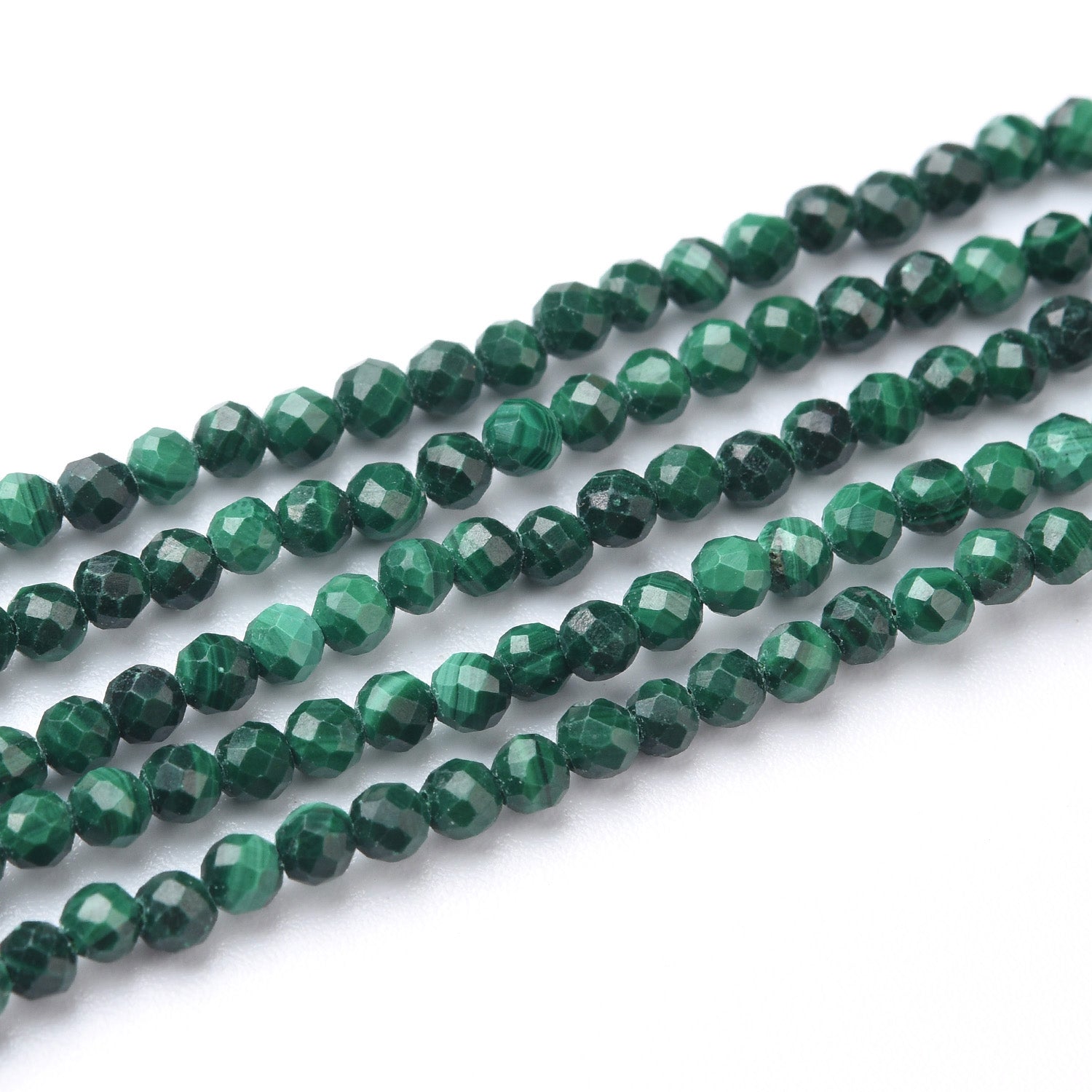 Green Malachite Genuine Faceted Round Gemstone Beads PRP933