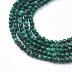 Green Malachite Genuine Faceted Round Gemstone Beads PRP933