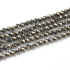 Faceted Titanium Pyrite AAA Gemstone Round Beads 2mm PRP934