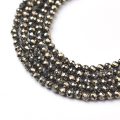 Faceted Titanium Pyrite AAA Gemstone Round Beads 2mm PRP934