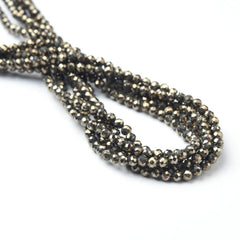 Faceted Titanium Pyrite AAA Gemstone Round Beads 2mm PRP934