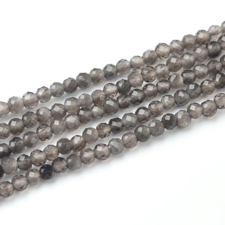 Smoky Quartz Faceted Natural Gemstone Round Beads 2mm PRP938