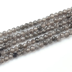 Smoky Quartz Faceted Natural Gemstone Round Beads 2mm PRP938